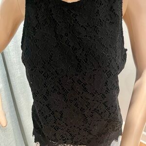 Takara Chic Black Eyelet Sleeveless Blouse